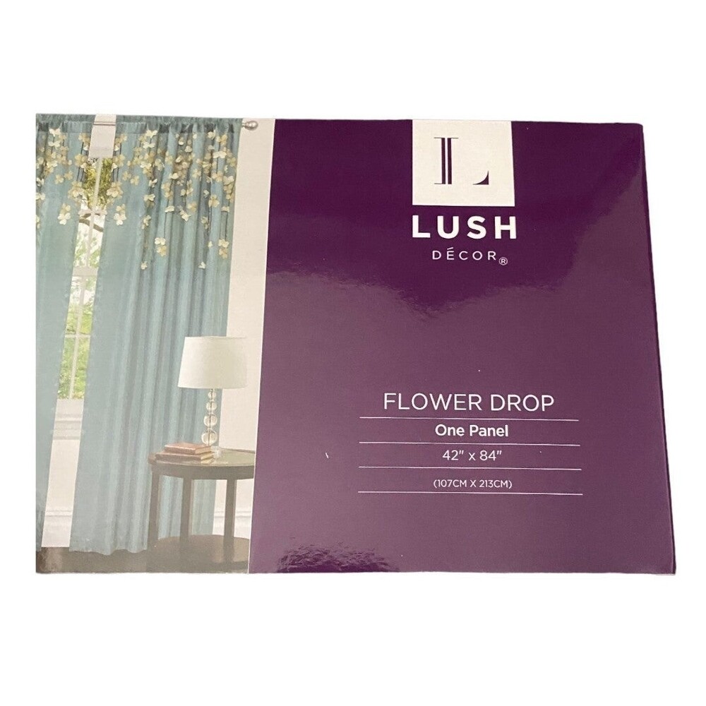 Lush decor blue and beige cascading petals flower drop one window panel 42x84 - Picture 6 of 8